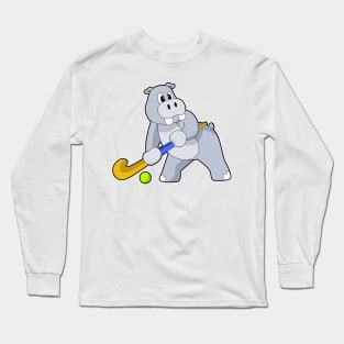 Hippo Hockey Hockey stick Long Sleeve T-Shirt